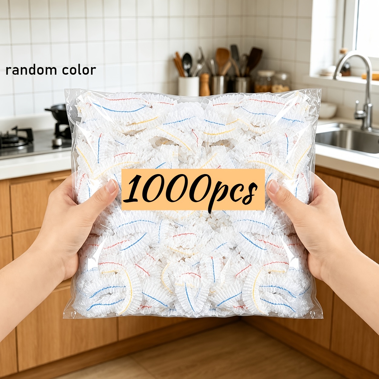 TEMU 1000pcs Heavy-duty Random Colored Food-grade Disposable Plastic Wrap, Stretchable Colored Plastic Wrap, Suitable For Kitchen, Parties, Travel,