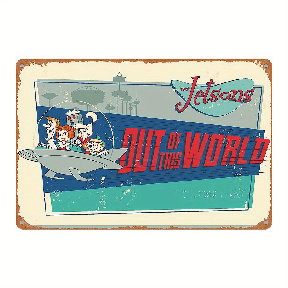 Retro "The Jetsons Out of This World" Aluminum Metal Sign, UV Printed Wall Art Decor, Waterproof and Weather-Resistant, 8x12 inch, Ideal for Indoor and Outdoor Decoration