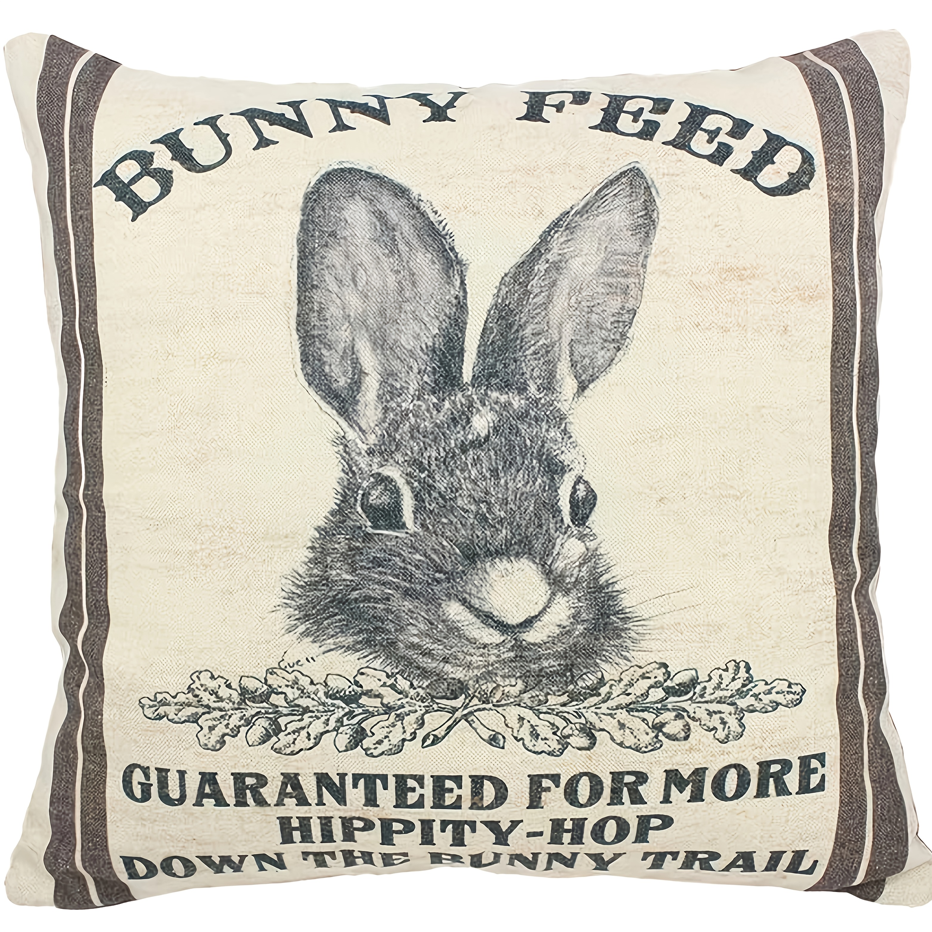 

Vintage Linen Bunny Feed Sack Easter Throw Pillow Case, Burlap Decorative Cushion Cover For Home Farmhouse, Single-sided Printing, Zip Closure, Machine Washable - 1pc