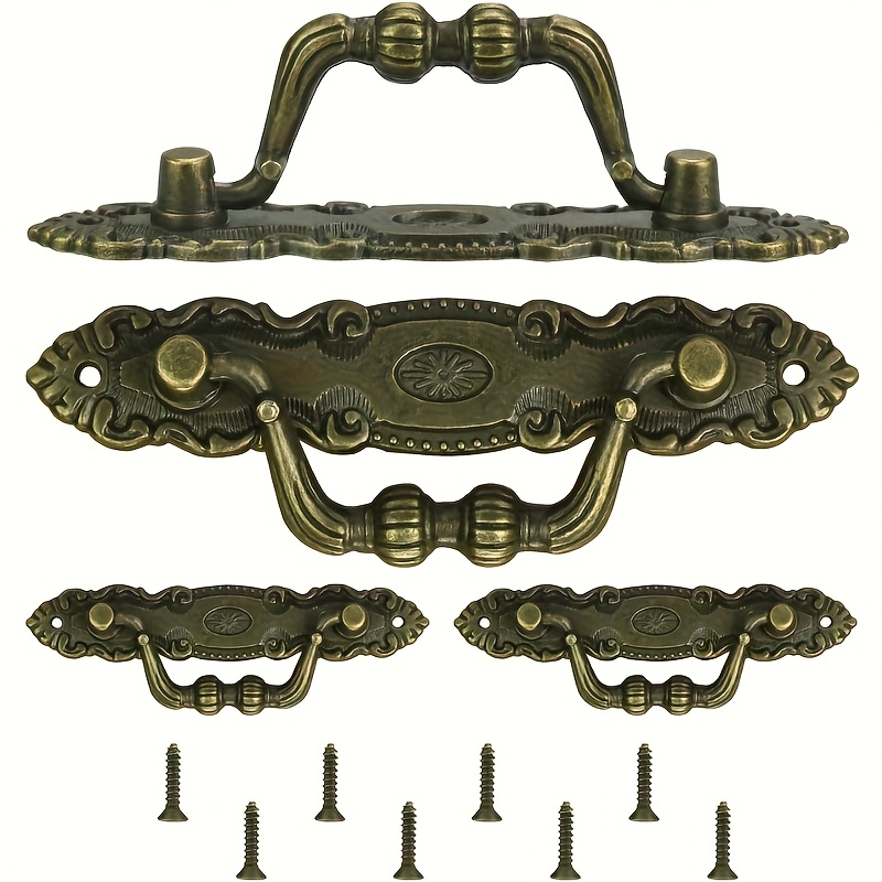 Image of 1 Set 12pcs Alloy European Style Handles (4pcs Handles And 8pcs Screws), Suitable For Drawers, Wardrobes, And Cabinet Doors
