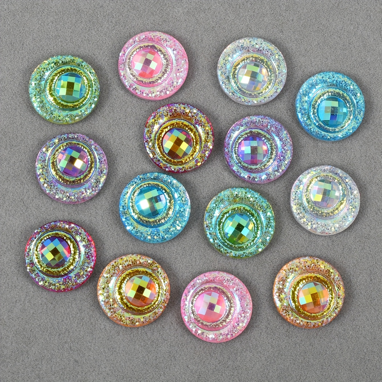 50pcs Iridescent AB Resin Rhinestones for DIY Crafts