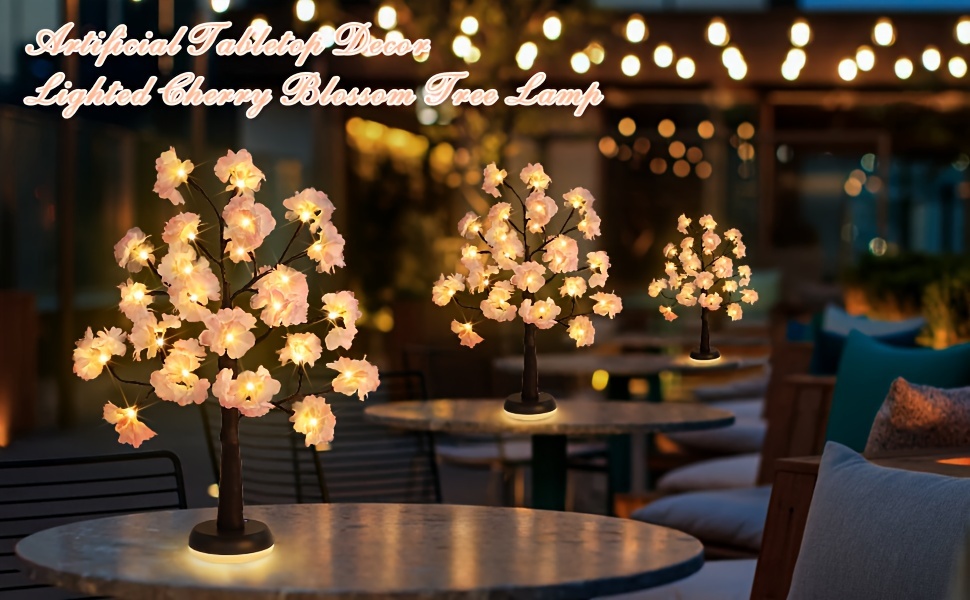 1pc Cherry Blossom Tree Ambient Lights Table Lights - USB Rechargeable Night Lights Desktop Decorative Lights for Indoor Bedroom, Wedding Party_voghion.com
