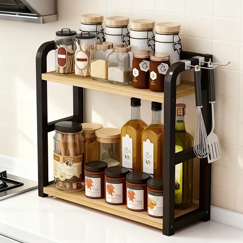 TEMU 1pc 2- Layer Storage Rack, Seasoning Storage Rack, Countertop Storage Box, Space- Saving Storage Space For Coffee, Tea, Condiments, Mugs And