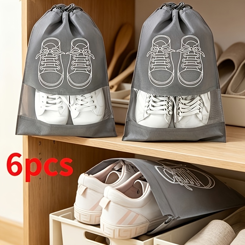 TEMU Lot de 6 sacs de rangement sous vide pour chaussures améliorés, sacs à chaussures de voyage transparents, sacs organisateurs de chaussures avec