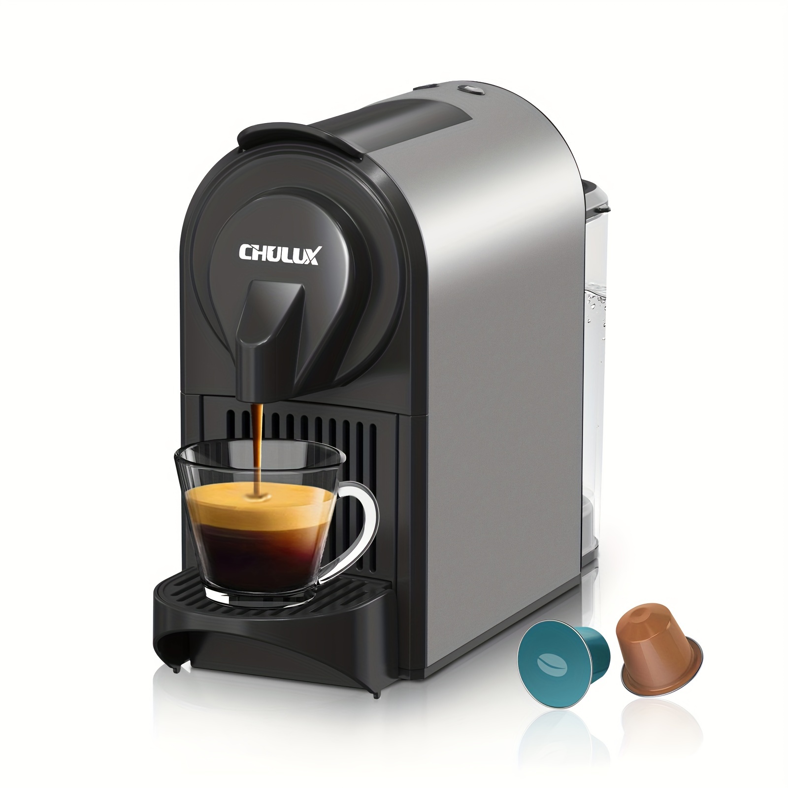 

Chulux Espresso Machine For Capsules, Espresso And Cups, 1400w 1 Cup Premium Italian 20 Bar Ode Pump Espresso Maker For Home With 24oz Removable Water