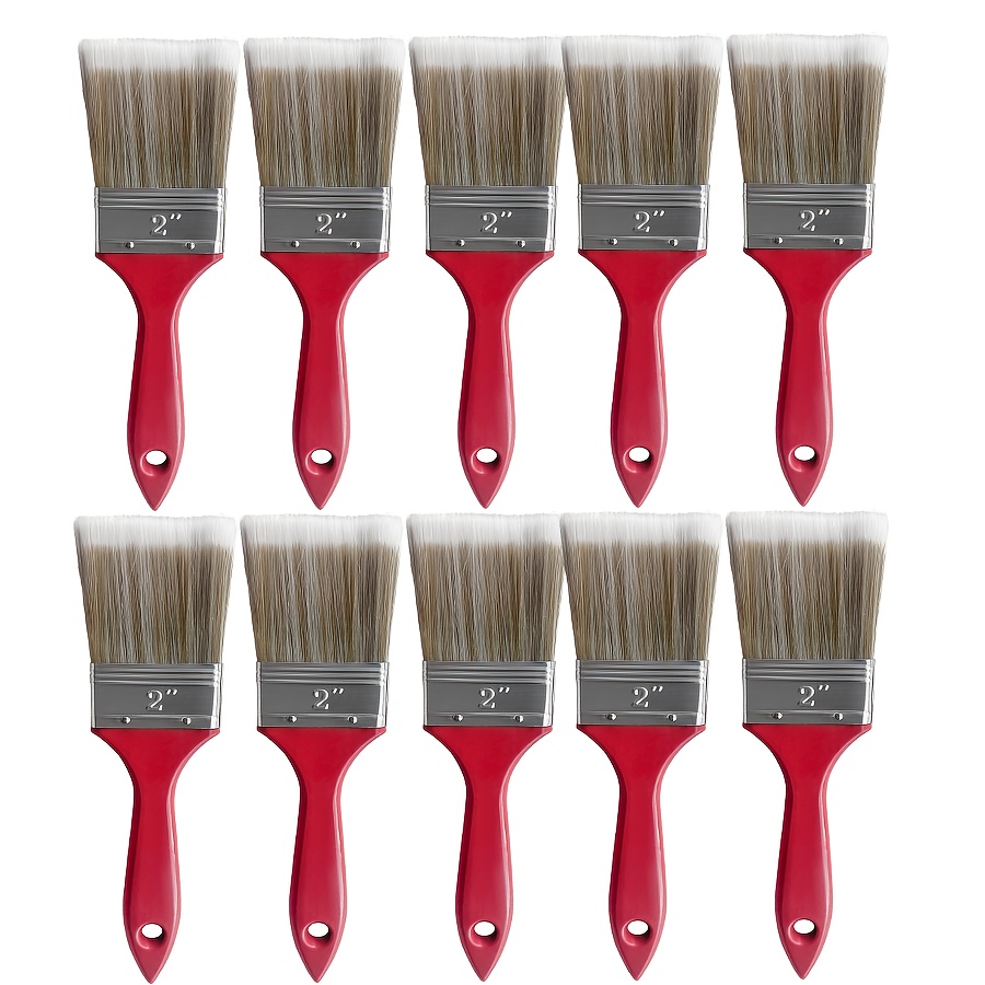 E-shop 3/10-teiliges Pinselset, inklusive 1In/2In/3In Malwerkzeugen, mit Kunststoffgriffen und Kunststofffaserborsten, geeignet zum Malen, Reinigen,