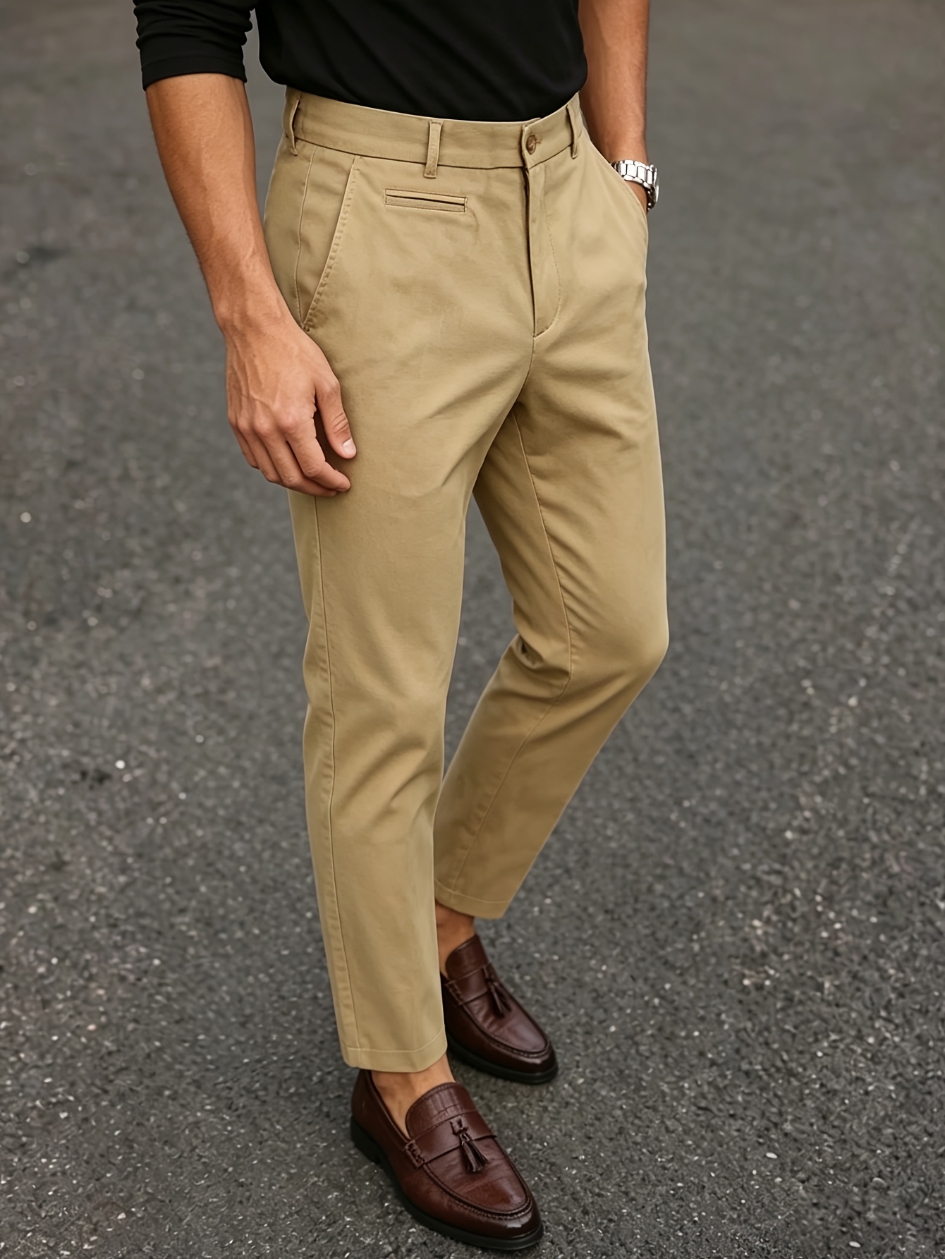mens   vintage chino trouser with jetted coin pocket comfy elegant pant for spring summer