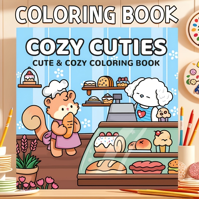 TEMU A Warm And Adorable Coloring Book Themed Around Lives Of , Featuring 24 Pages Of Thick Paper With And Easy Line Designs. Perfect For Children To