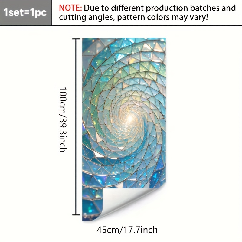 TEMU 1pc. With Spiral Glass Mosaic 2d Window Film. Pvc Static Adsorption , 45x100cm. Homeart Decoration Removablereusableprivacy Protectioneasy To