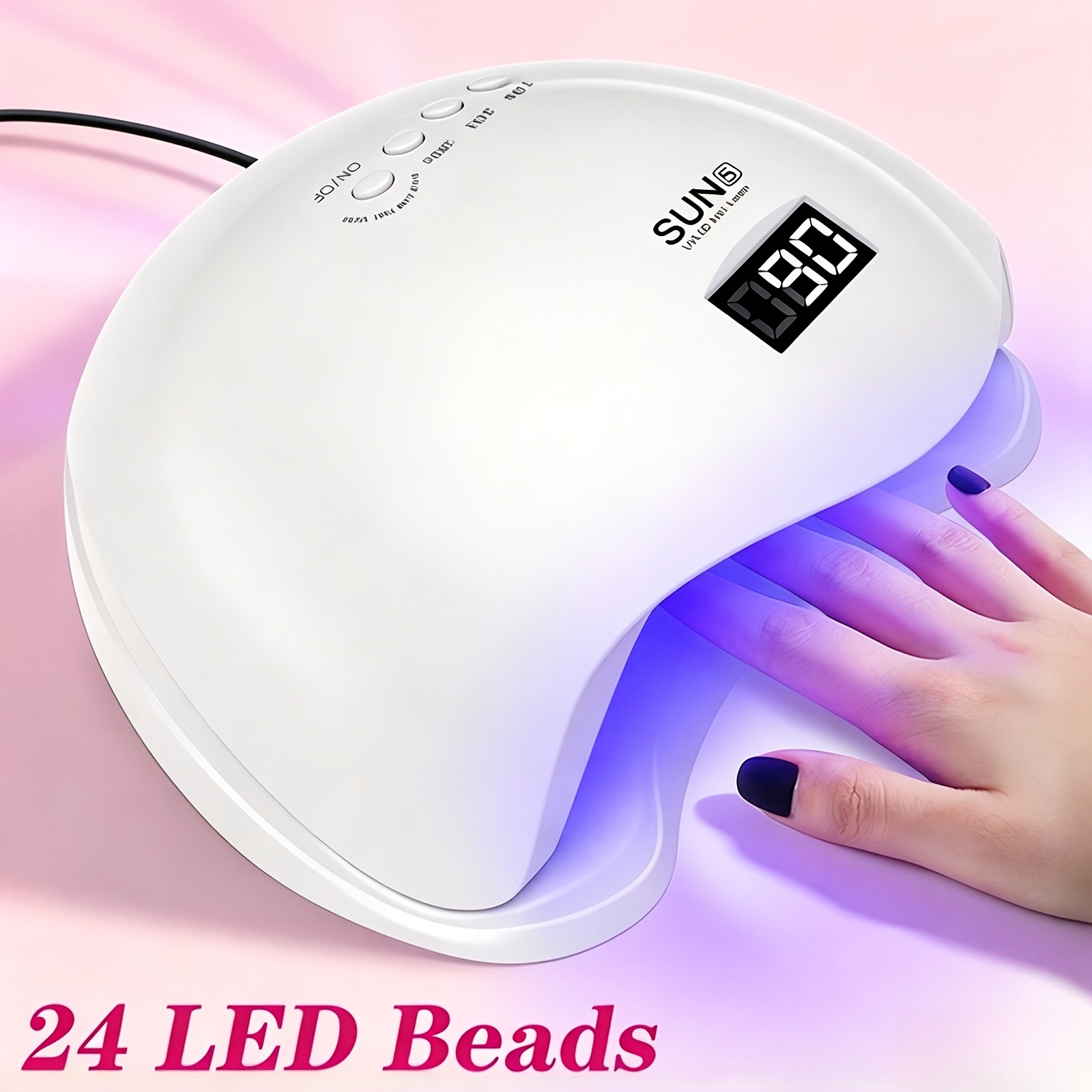 Image of Hotu Nail Led Lamp, Professional Nail Dryer For Manicure & Pedicure, 24 Led Beads, Lcd Timer For Home And Salon Use