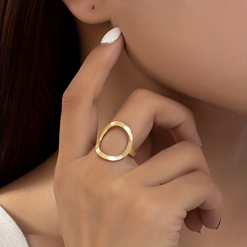 1pc Geometric Circular Openwork Adjustable Women's Ring