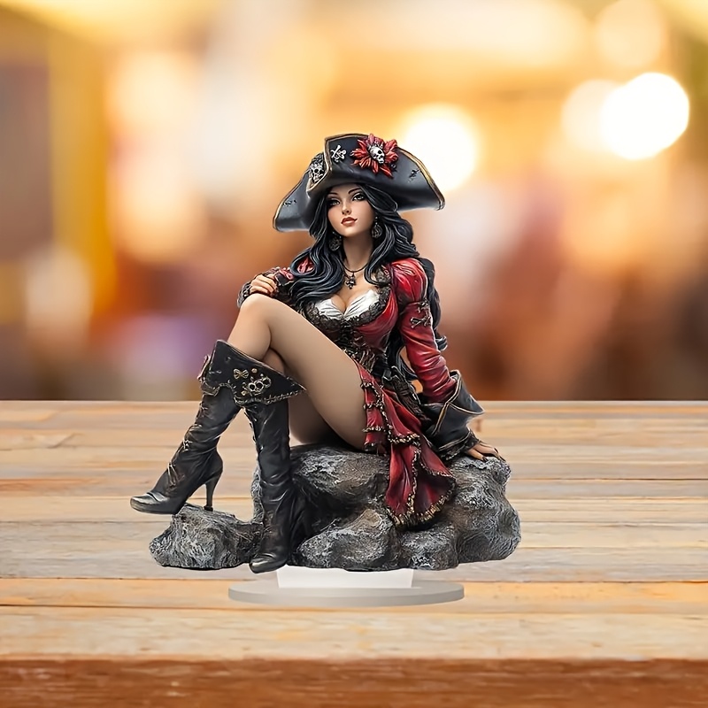 

2d Pirate Girl Desktop Decoration - A Multifunctional Sign In Bohemian Style, Uniquely For Home, Office, And Café Decor, Making It An Ideal Gift For .