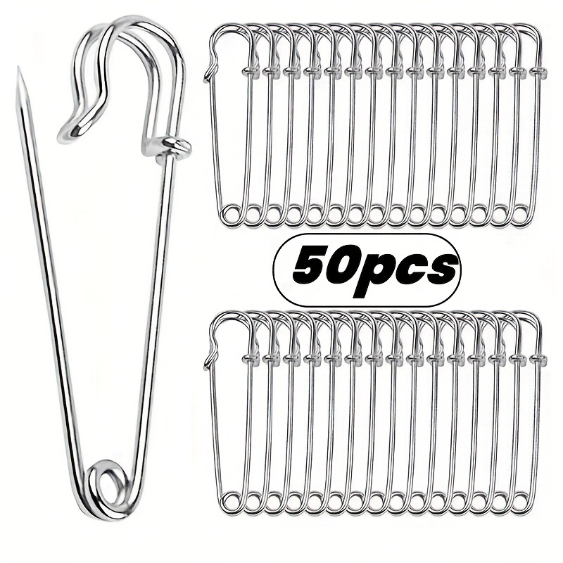 

50 Pcs Silver-tone Safety Pins, 1.5" Long, Ideal For Blankets, Skirts, And Craft Projects