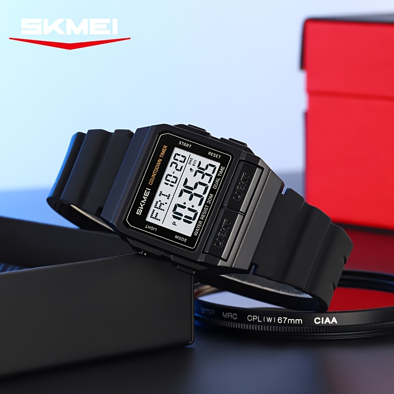 skmeis   mens electronic watch featuring night light function lightweight silicone outdoor watch band stylish mens wristwatch ideal birthday gift for your boyfriend