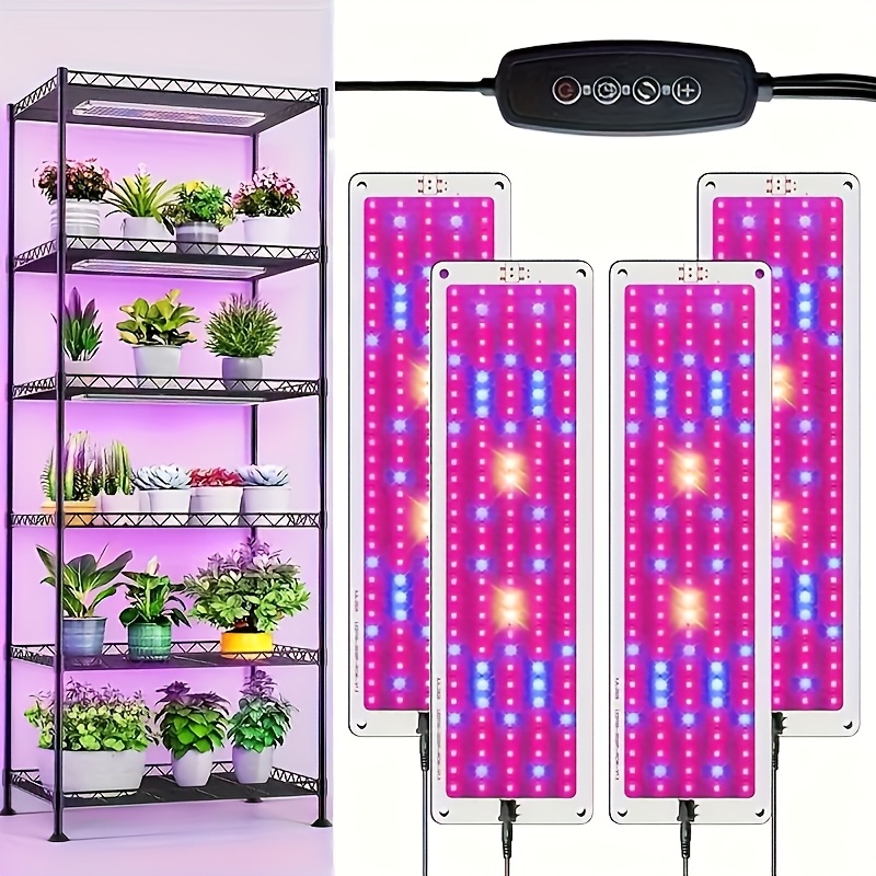 TEMU Lampe de croissance, Lampe de croissance d'intérieur à panneau mince, 42W, 616 LED pour plantes sous les armoires, Spectre rouge, bleu et blanc