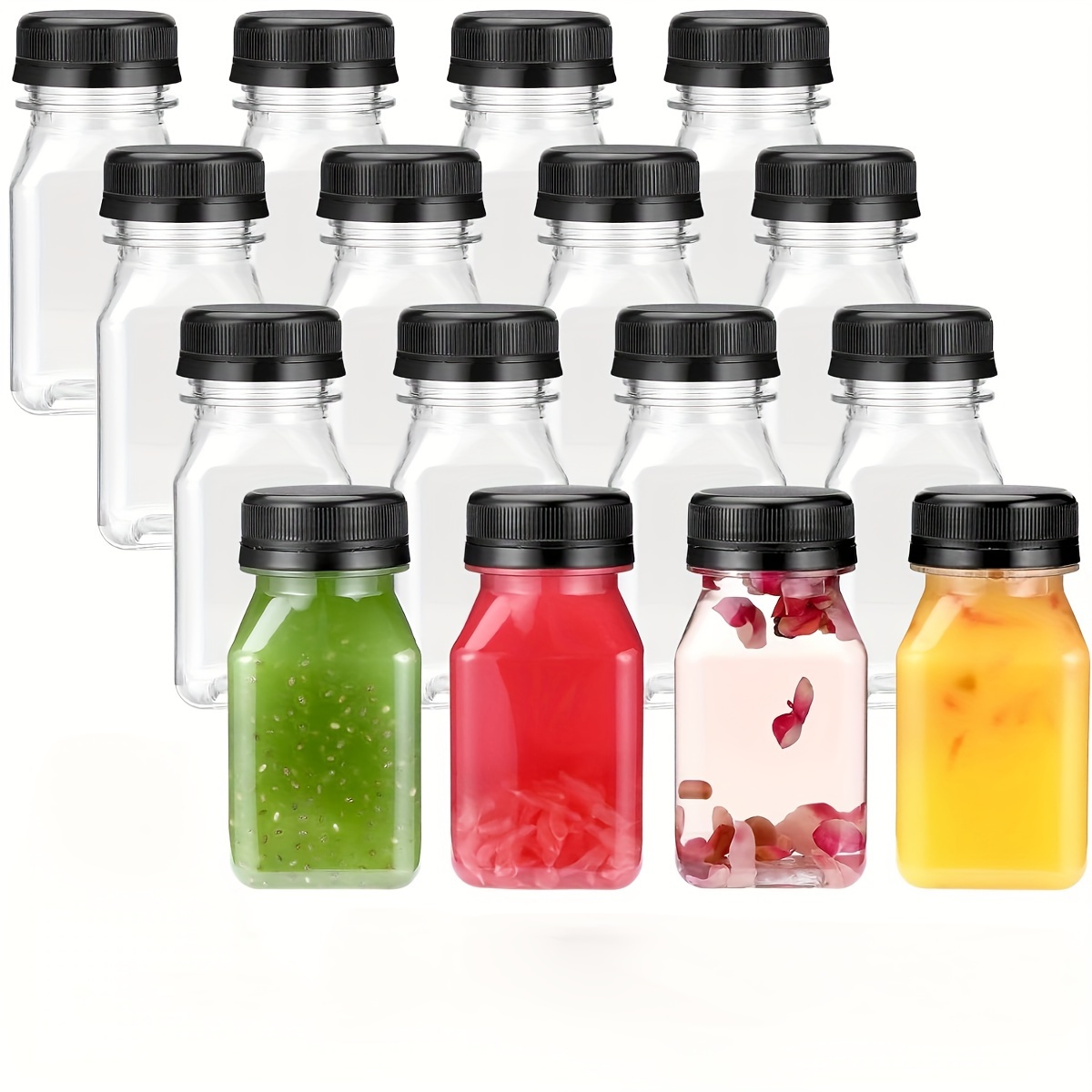 Wintfarm 20pcs 13.6oz/400ml Empty Plastic Juice Bottles With Caps, Smoothie Bottle,Shot Bottles