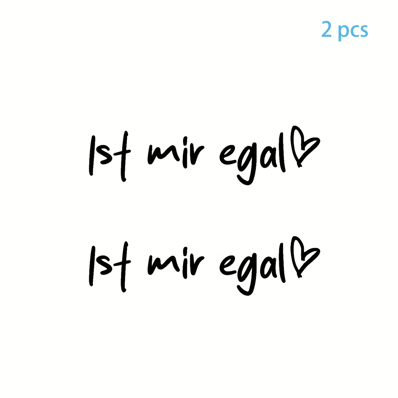 2pcs"ist Mir Egal"'t Care Car Rear View Mirror Makeup Mirror Cute Stickers Text Style Stickers Doors And Windows Wall Stickers