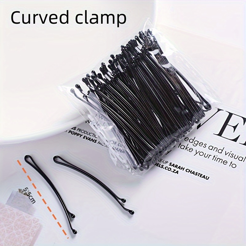 

Elegant Alloy Hair Clips Set - Minimalist Curved Hairpins, Black Wave Clips For Styling & Sectioning, U-shaped Hair Accessories For Women, Teens, Hairdressers (pack Of 50)