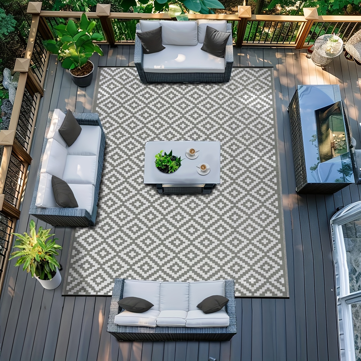 carry bag ground stakes 1pc outdoor rugs washable patio mat woven high quality outdoor mat rv camping mat suitable for balcony deck picnic porch balcony large mat quick drying