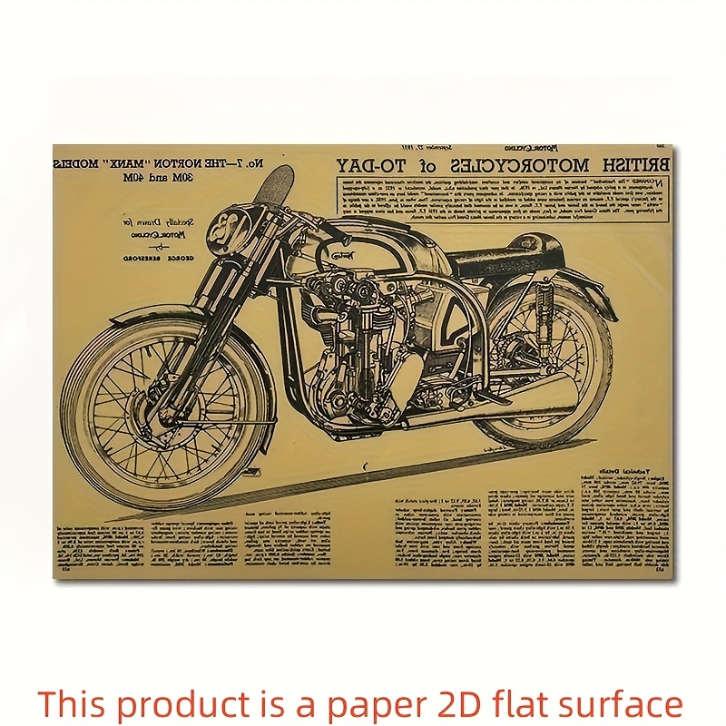 Image of Vintage Motorcycle Design Poster - Perfect For Cafe Bars, Kitchens & Home Decor!,halloween Christmas Decor