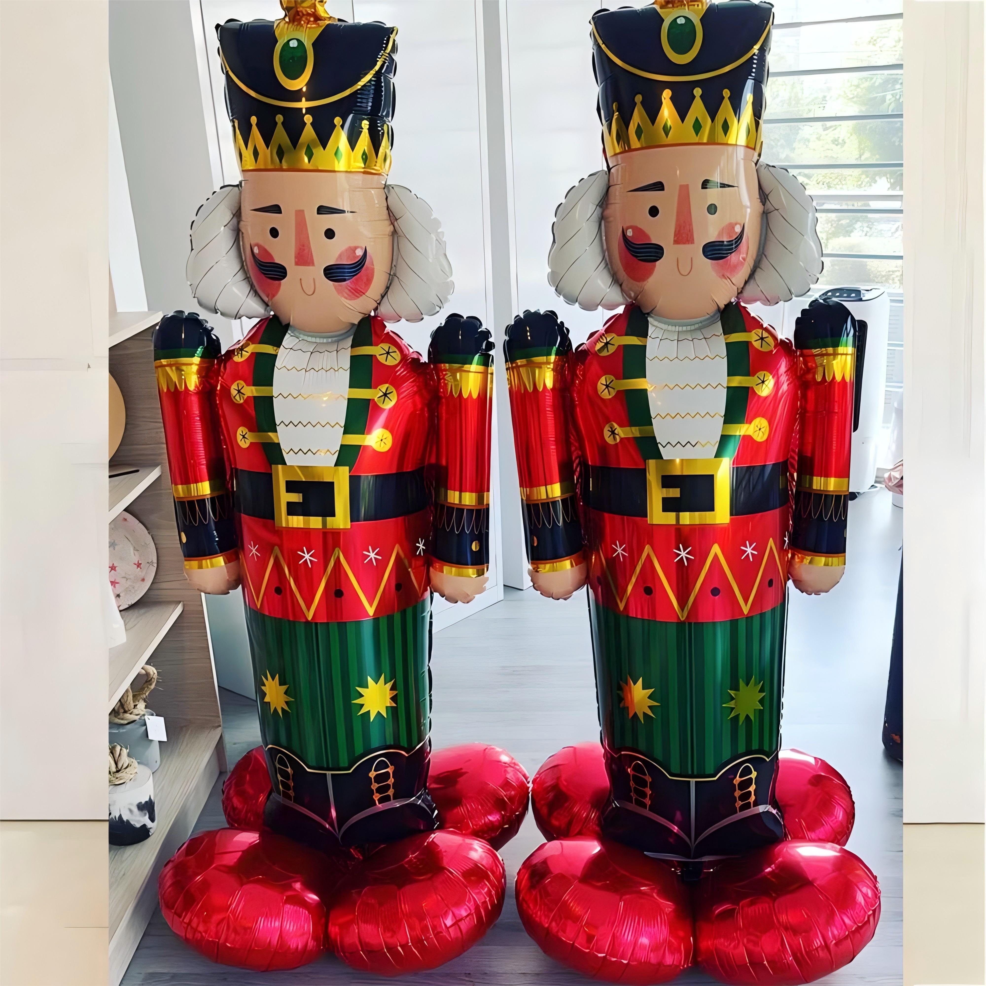 

2pcs Vibrant Red Christmas Soldier Foil Balloons - Reusable, Holiday Parties & Outdoor Decorations