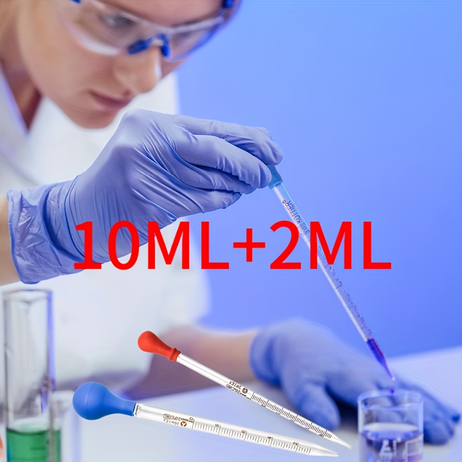 10ml+2ml Colored -tip Glass Pipette Dropper Set, Glass Pipettes With Caps, Suitable For Liquid Transfer And Handling Tools