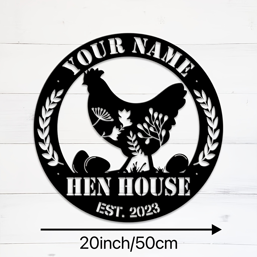 TEMU 1 Personalized Chicken Coop Sign, Custom Hen Name Cottage Marker For Farmhouse Decor – Large Iron Material With Tailored Nesting House Plaque,