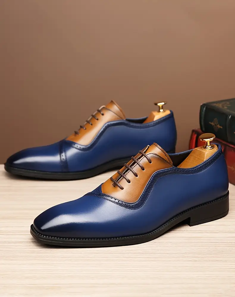 mens business formal lace up blue stylish new casual shoes comfortable durable and slip resistant rubber sole 68625 Product details 5