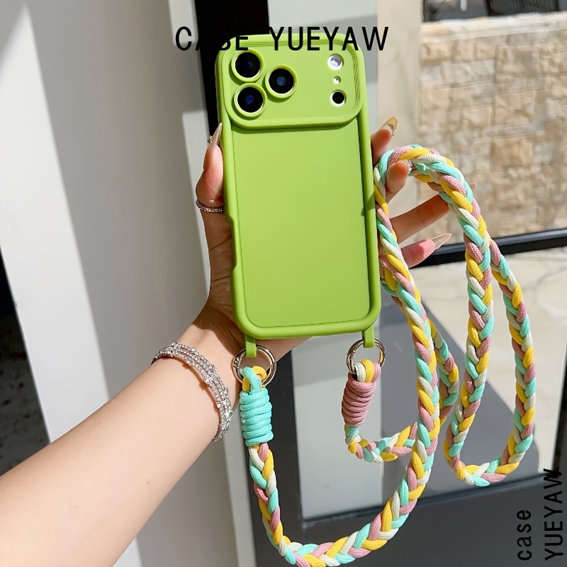 TEMU Étui de téléphone : pour iPhone 17 Pro Max avec lanière bandoulière, étui de couleur bonbon, housse souple antichoc pour iPhone 17 Pro, 16 Pro