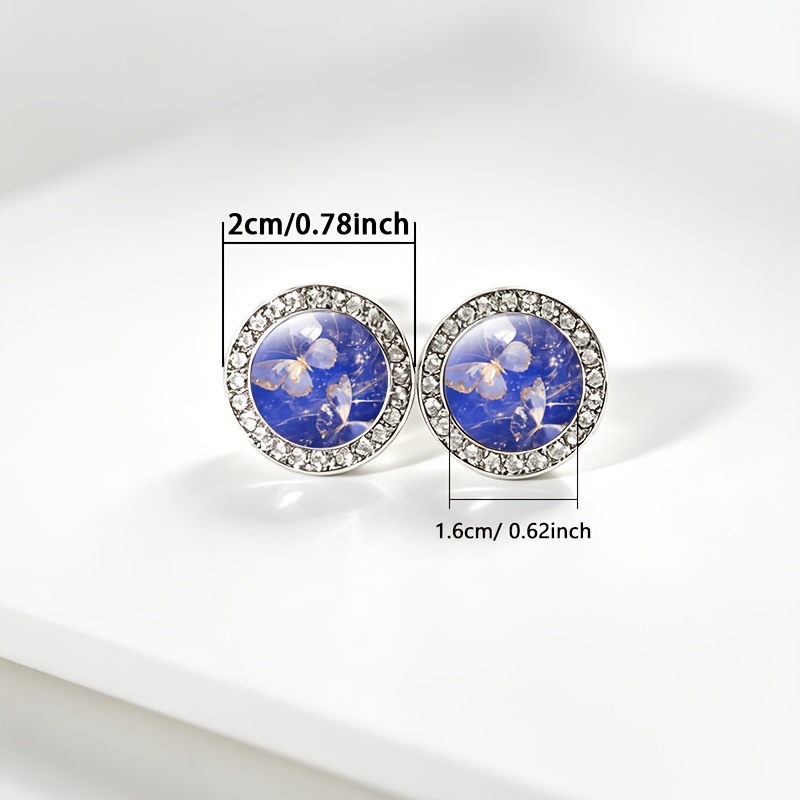 2pcs Classic Faux Crystal Stud Earrings with Butterfly Design