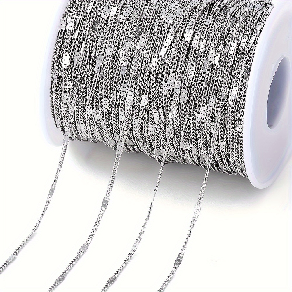 TEMU 2M/78.74In Cadena de Acero Inoxidable Dorada/Acero Color para Hacer Joyas como Collar, Pulsera o Tobillera