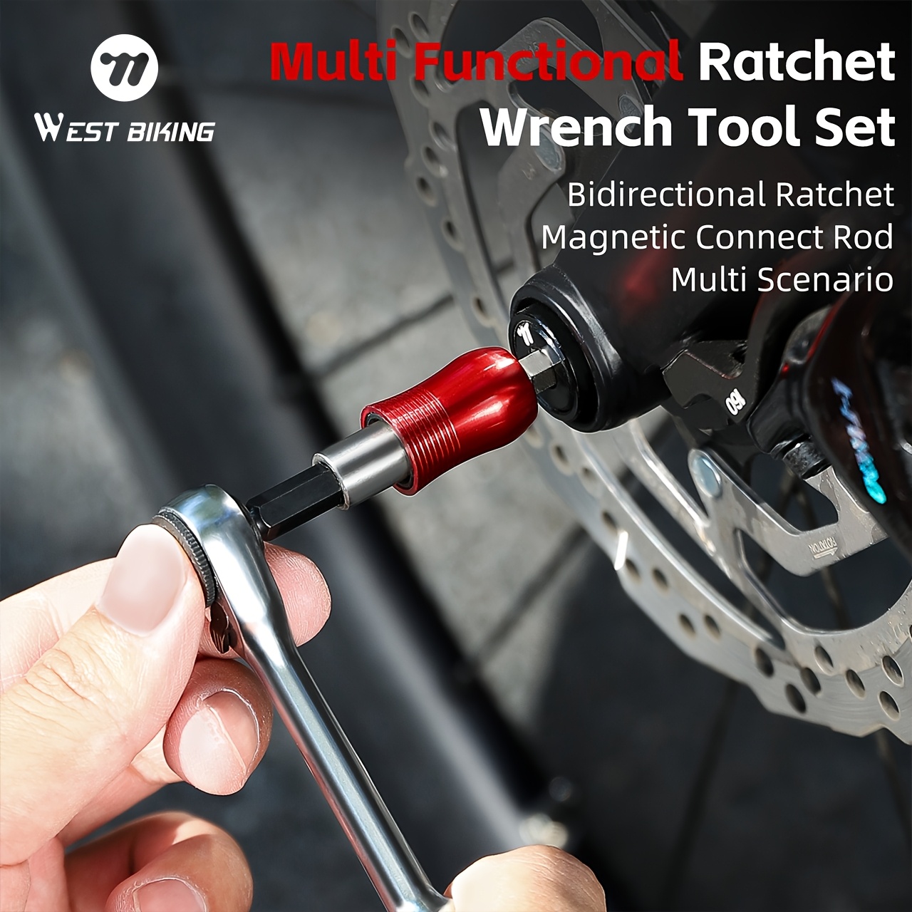 WEST BIKING Multi Functional Ratchet Wrench Set Bike Repair Tool Kit with Screwdriver Bits & Sockets, Bidirectional Ratcheting Hand Tool for Bicycle