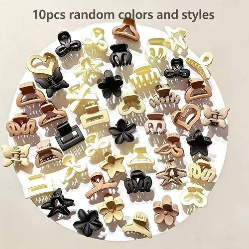 10pcs womens elegant hair clips random colors patterns assorted geometric floral designs mixed color durable plastic hair additions for daily party travel best bff gift versatile hair pins