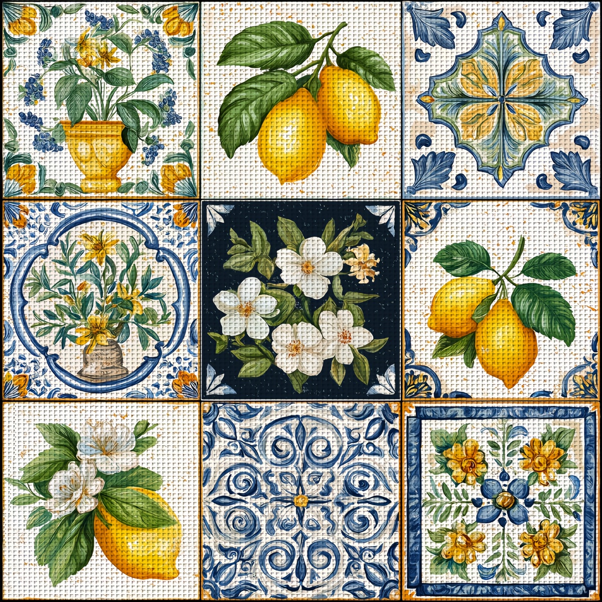 TEMU Jozysh Complete Lemon Cross Stitch Kit Suitable For Skill Levels - Framless 30x30cm/11.8x11.8in Diy Embroidery With Pre-printed Cloth, Threads,