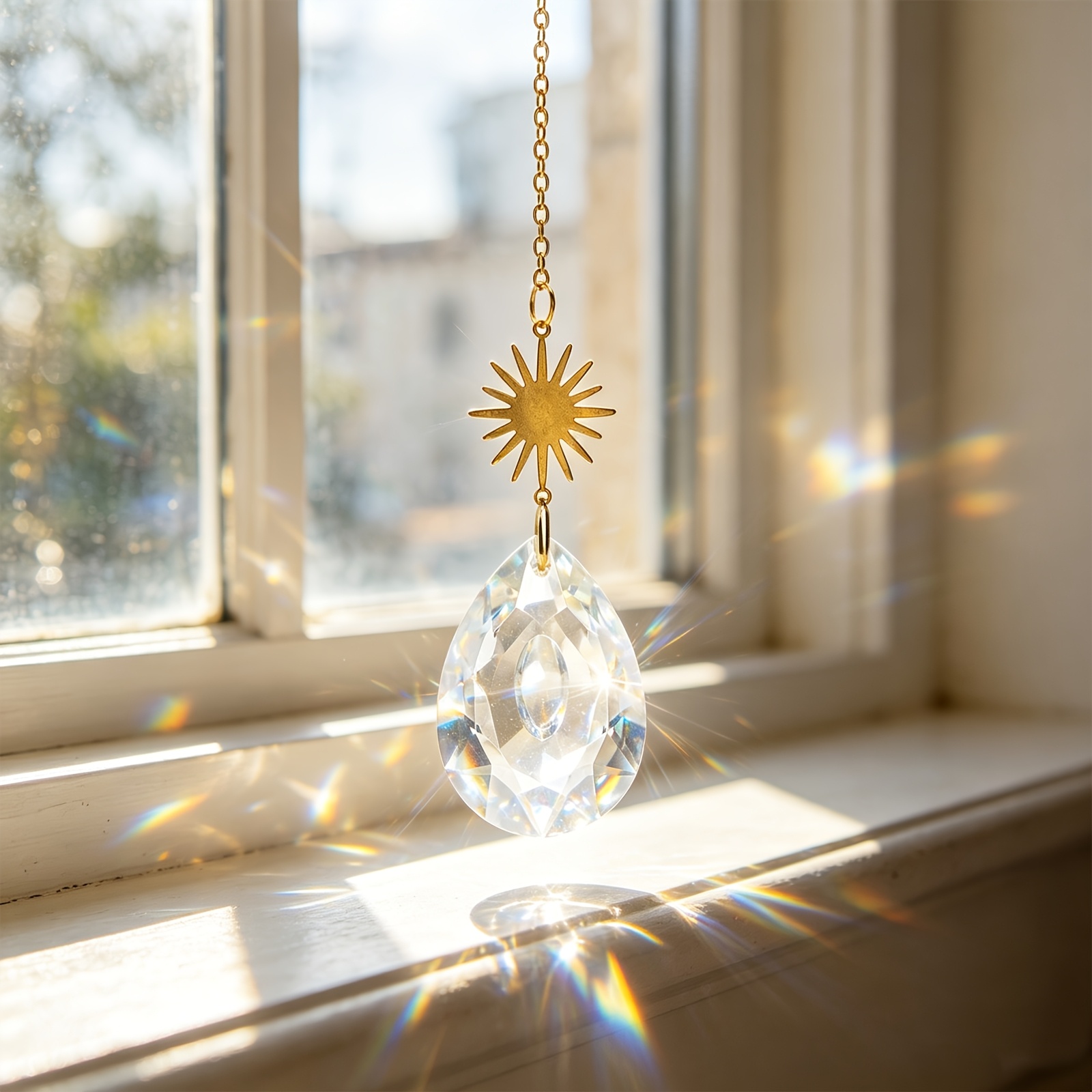 Image of Catcher Pendant, -shaped Teardrop-cut High- , Refracts And From Sunlight, Home Window And Balcony Decoration, Light Luxury Shui Hanging Ornament, Niche Gift For Halloween