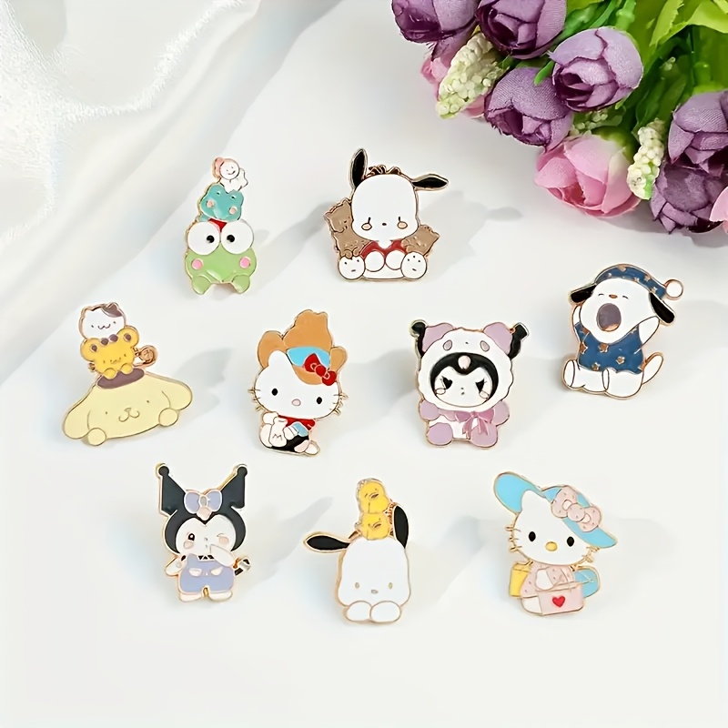 

9pcs Sanrio Enamel Pins Set, Cute Brooches, Uv Plated Alloy Metal Badges, Backpack & Clothing Accessories, Party Favors & Gifts, Collection