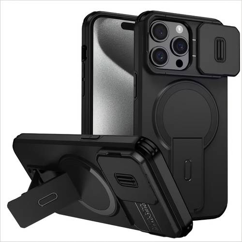 phone case compatible with iphone 17 16 15 14 13 12 11 models phone cases it features a sliding camera protection around camera protection stand