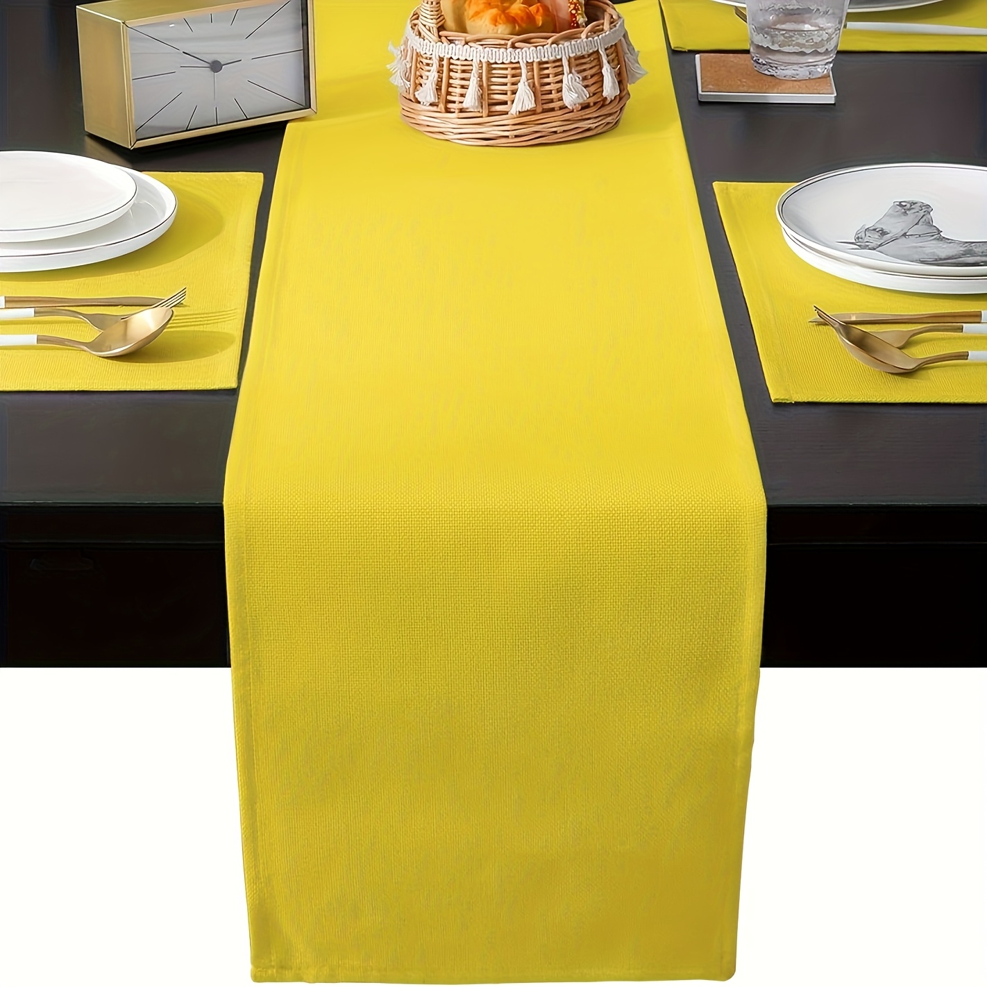 TEMU JIT5/7 pezzi Set di tovaglioli e portatovaglioli gialli, Serie minimalista a , Set decorativo per la casa e