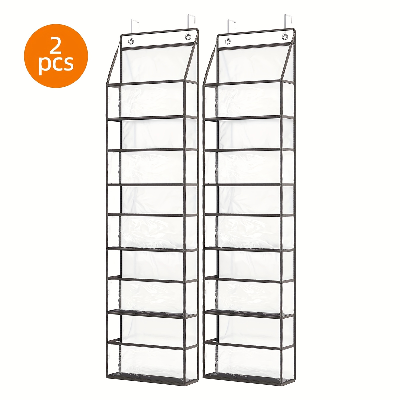 

2 Pack Over The Door Storage Bathroom Storage Organizer Over The Door Hanging Pantry Organizer 5-shelf With Clear Plastic Pockets Large Capacity For Closet Bedroom Bathroom (grey)