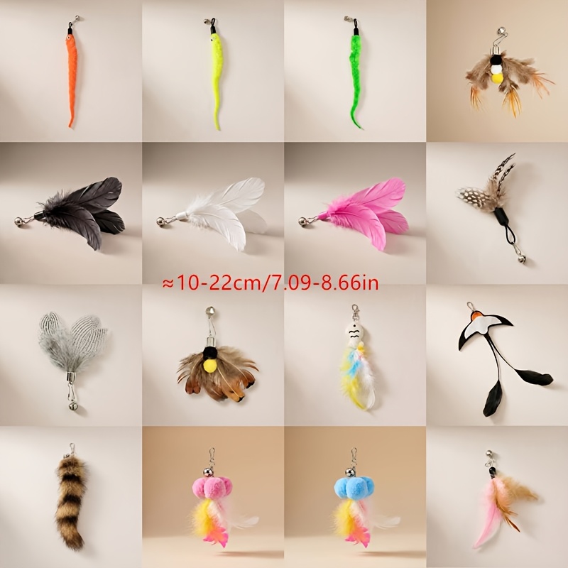 6pcs Random Style Cat Teaser Wand Refills for Caterpillar Tail Toy