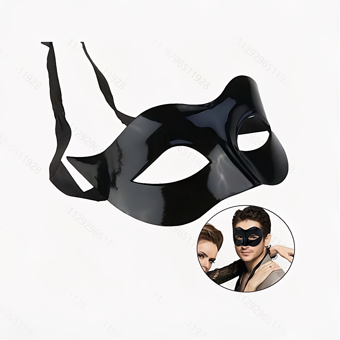Black Shiny Half-Face Venetian Mask