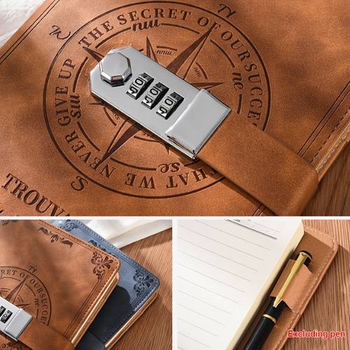 retro password book diary notebook lock travel ledger lockable lined paper matte end