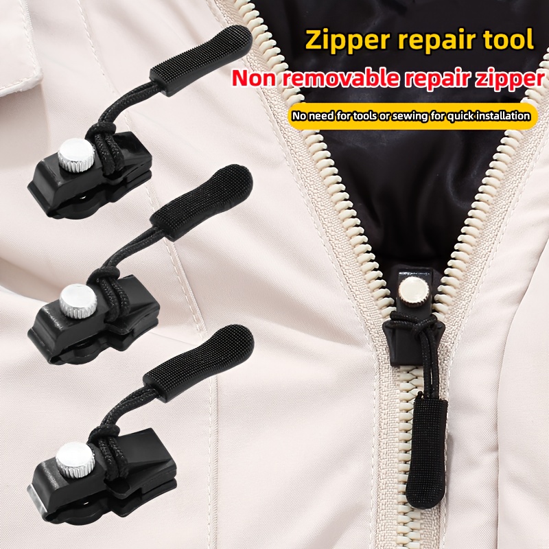 

Zipper Repair Kit Universal - 3/6 Pcs Set, Instant Zip Fix, No Sewing Required, For Jackets, Luggage, Bags - Durable Replacement Slider With Easy Installation Tool - Black