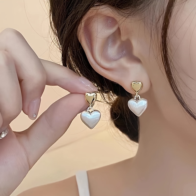 

1 Pair Of Coquette Style Drop Earrings Trendy Heart Design Match Daily Outfits Party Accessories Sweet Decor For Female