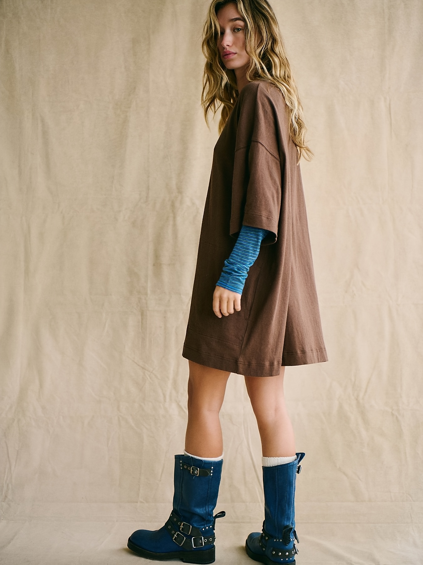 princess polly baby blue dress Urban Classics Women's Organic Cotton Oversized T-Shirt Dress, Ladies  Organic Long Oversized Tee Dress, Sizes XS main image 1