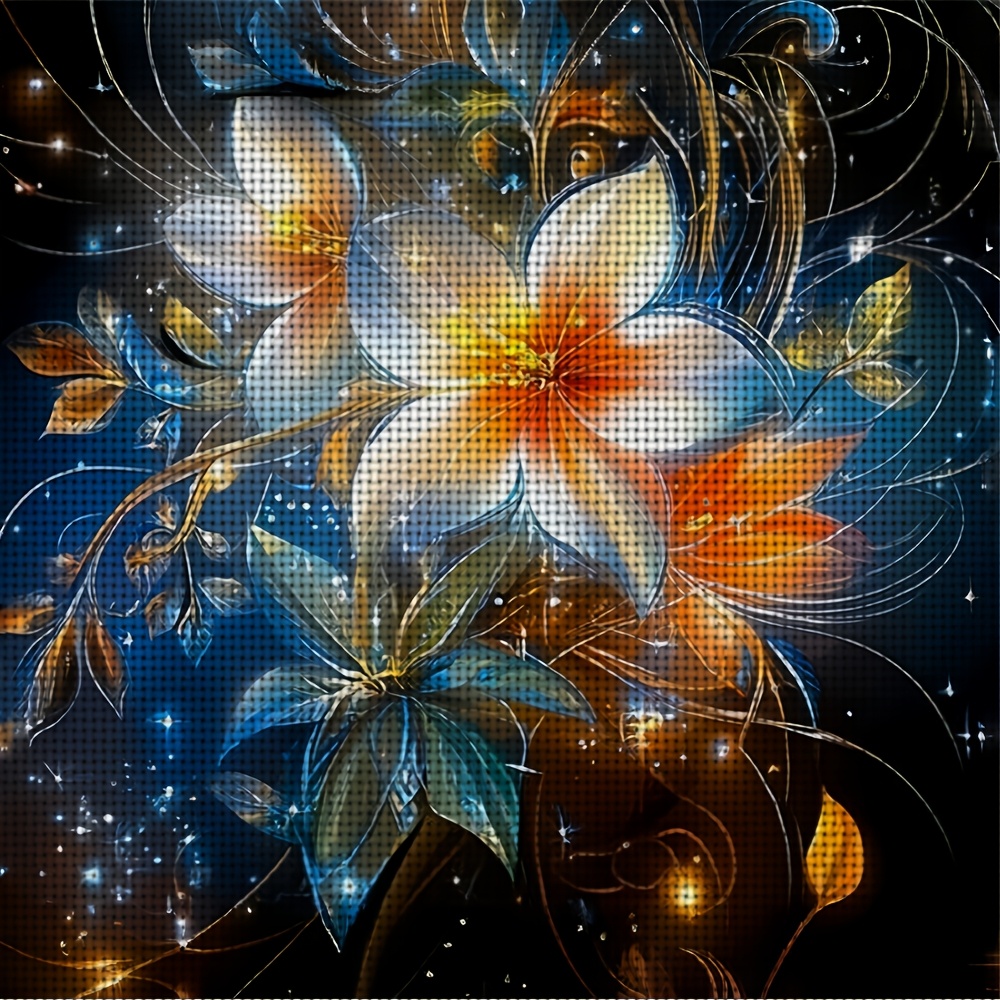 Frameless Cross Stitch Printed Kit 'Dreamy Floral Art Illustration'