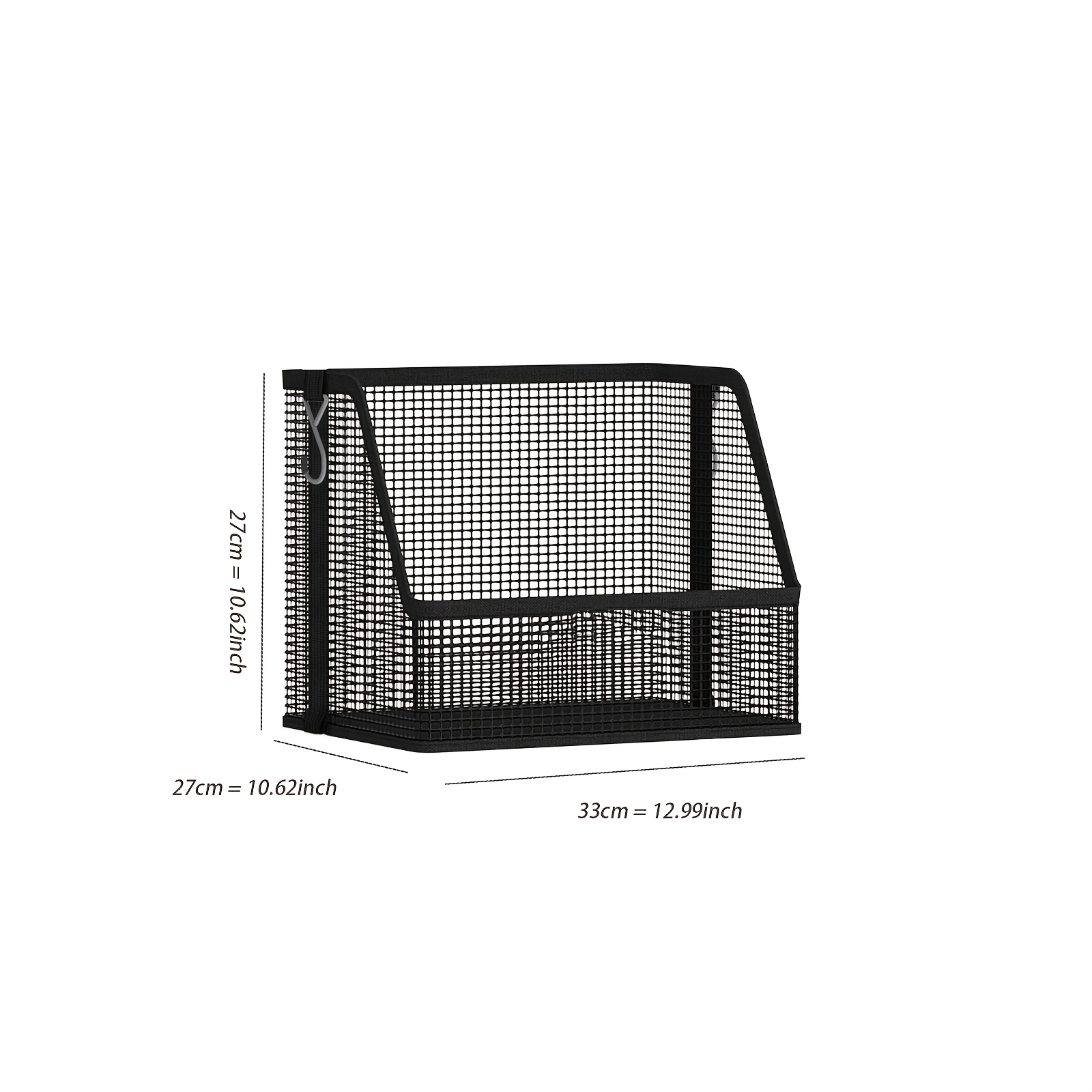 TEMU 1pc Hanging Storage Basket, Stackable Hanging Baskets, Black Woven Mesh Shelf, Pvc Plastic Net Material, Suitable For Dormitory, Bedroom, Closet