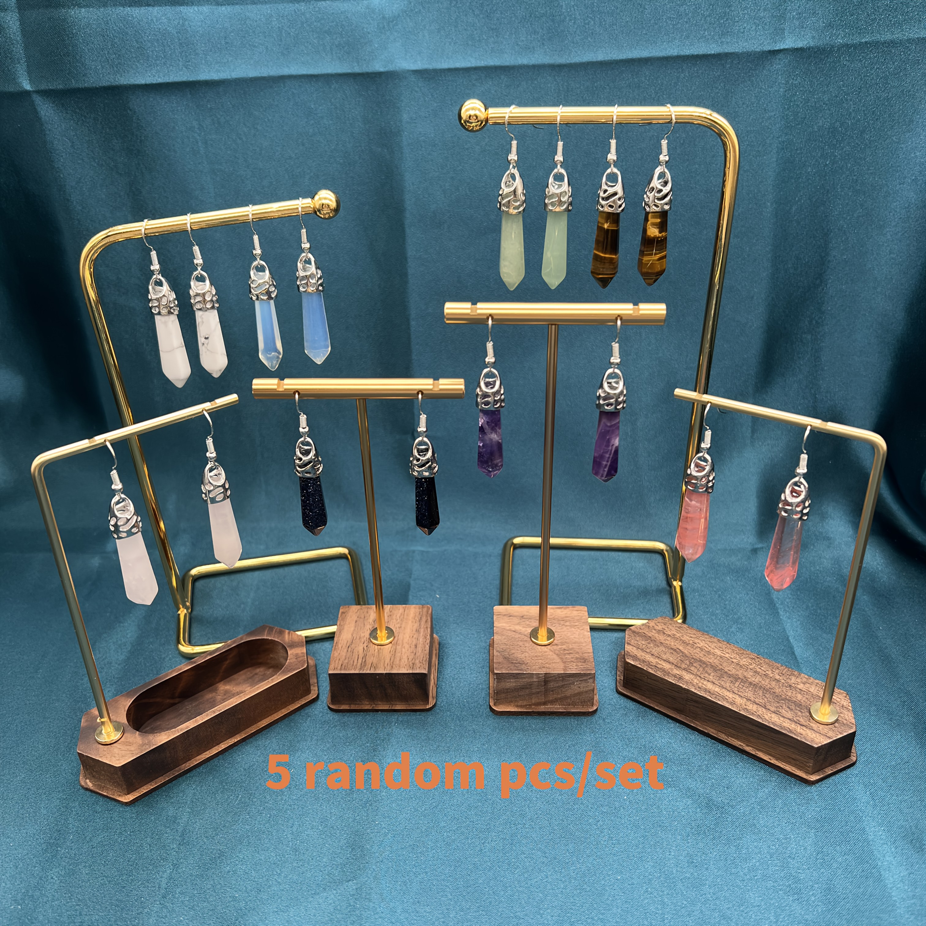 TEMU 5 Random Pcs/set Exquisitely Shimmering Earrings- Genuine Natural Quartz Tips, Alloy Ear Rods, Delicate Design, Must- Haves Parties And