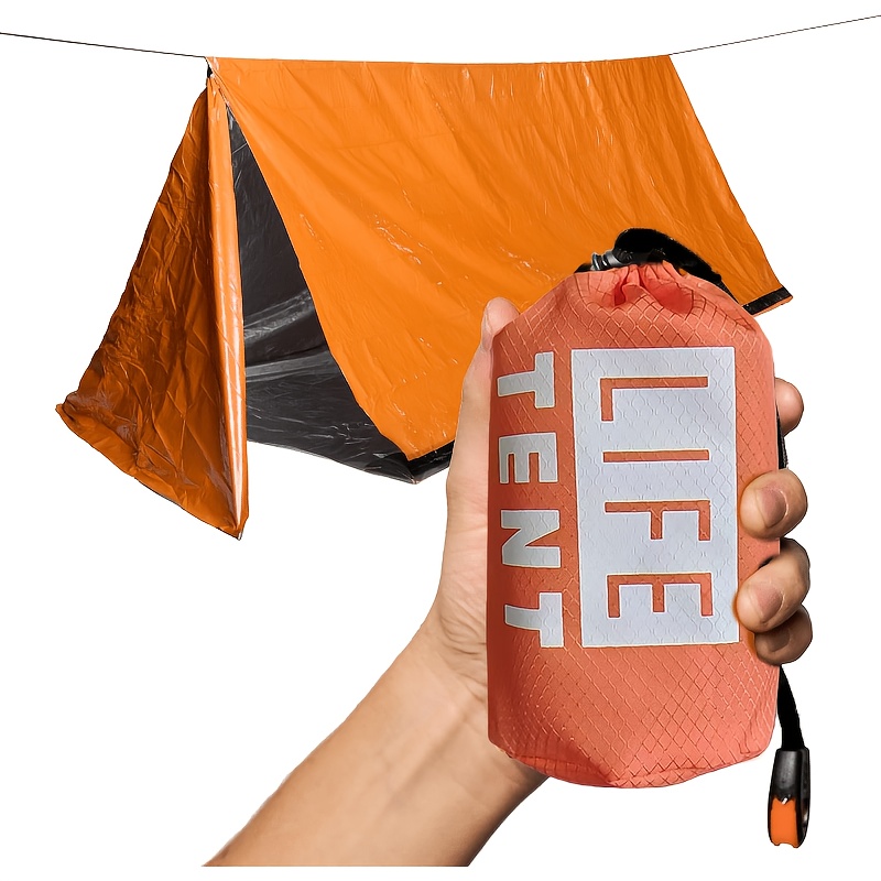 E-shop Zwei-Tür-Überlebenszelt, 2-Personen Kapazität, Mylar Notfall Camping- und Wanderunterkunft, kompatibel mit Überlebenskästen,