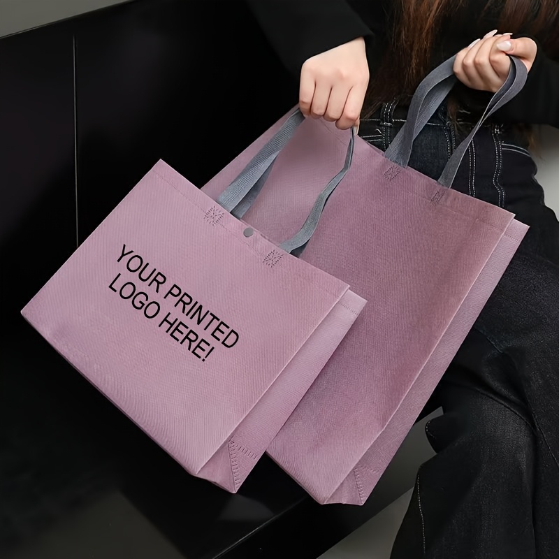 50pcs Custom Gift Bags, Reusable Personalized Shopping Bags